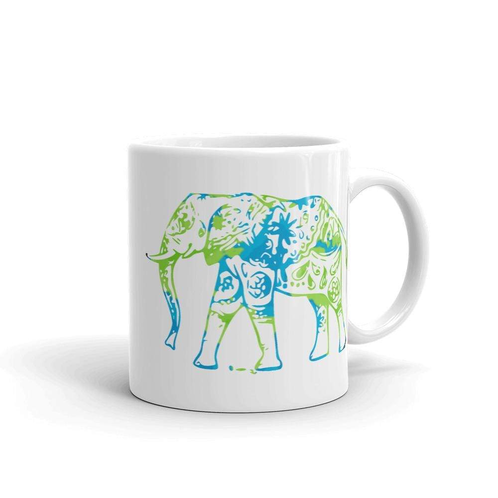 Earth Elephant White Ceramic Mug