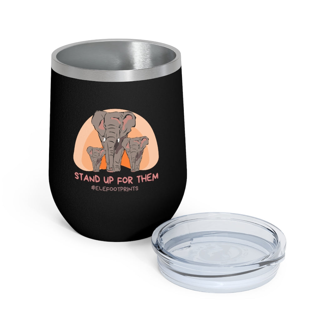 12oz Insulated Wine Tumbler with Elephants - Stand Up for Elephants