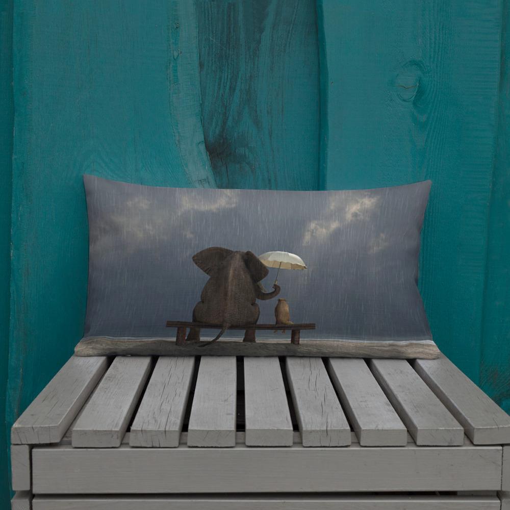 Elephant Holding Umbrella Premium Pillow 20×12