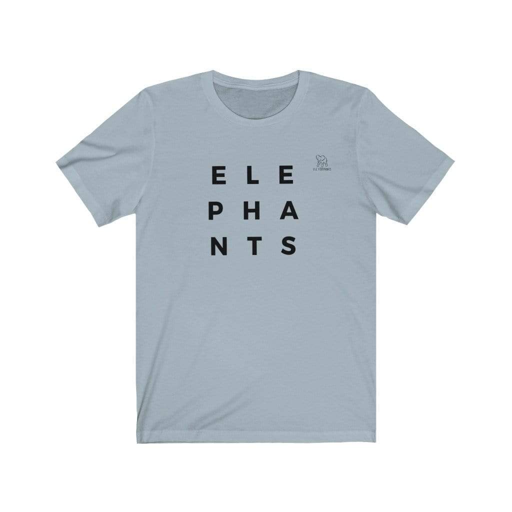 Elephant Shirt - Unisex Jersey Short Sleeve Tee with ELEPHANT print on Light Fabric