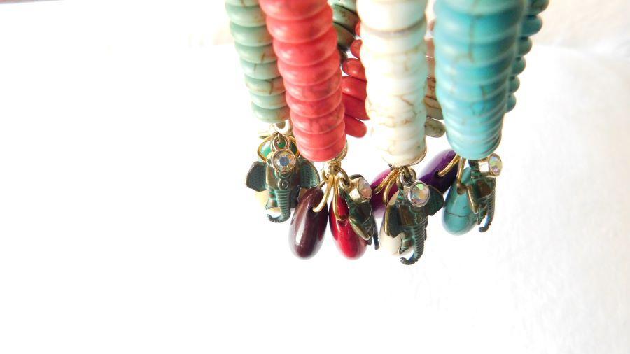 Elephant Stone Bead Bracelets - Elephant Footprints