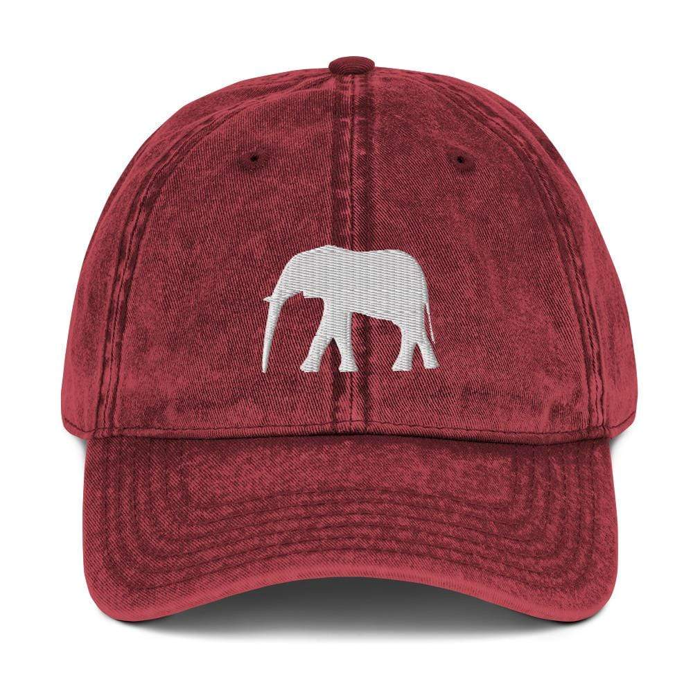 Elephant Vintage Cotton Twill Cap - Embroidered Cap | Elephant on Hat