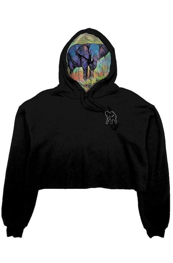 Ellie Crop Fleece Hoodie - Elephant Footprints