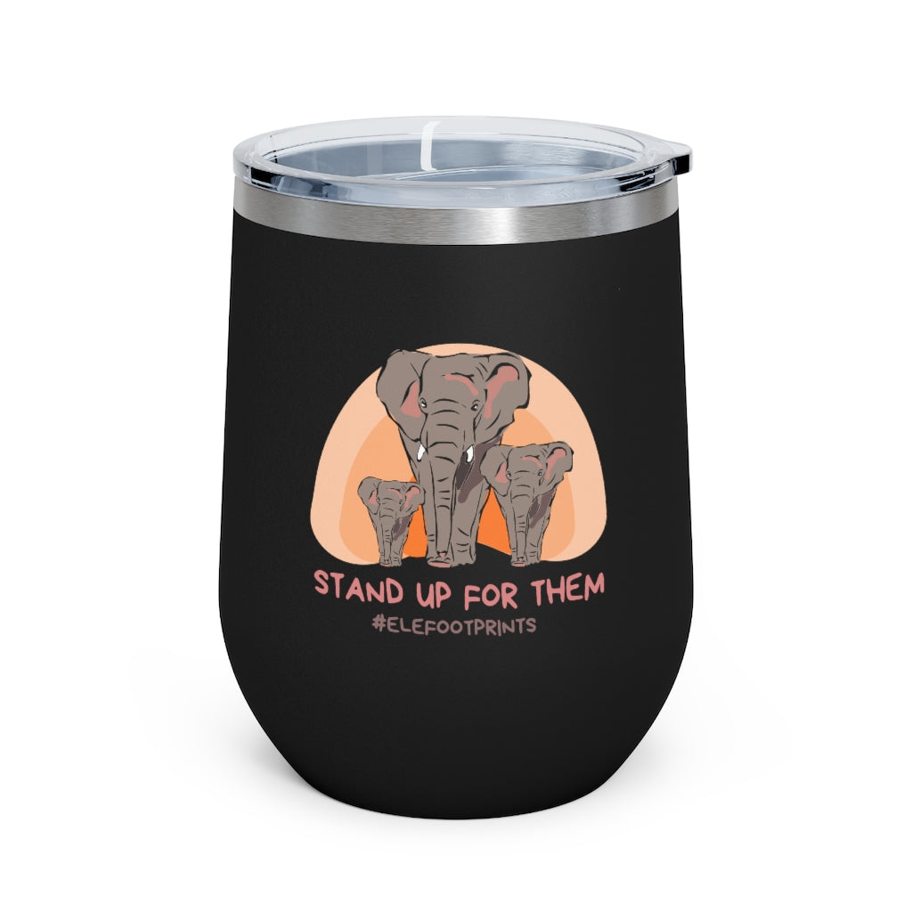 12oz Insulated Wine Tumbler with Elephants - Stand Up for Elephants