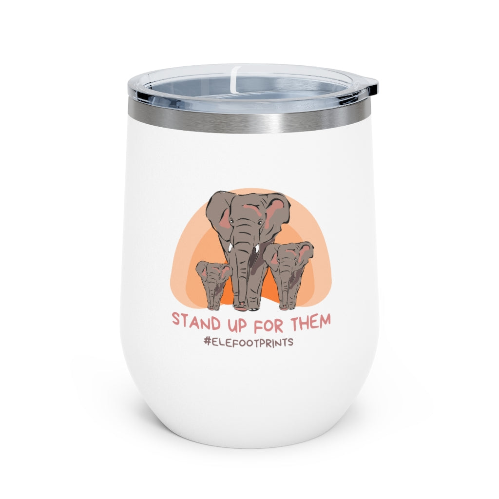 12oz Insulated Wine Tumbler with Elephants - Stand Up for Elephants