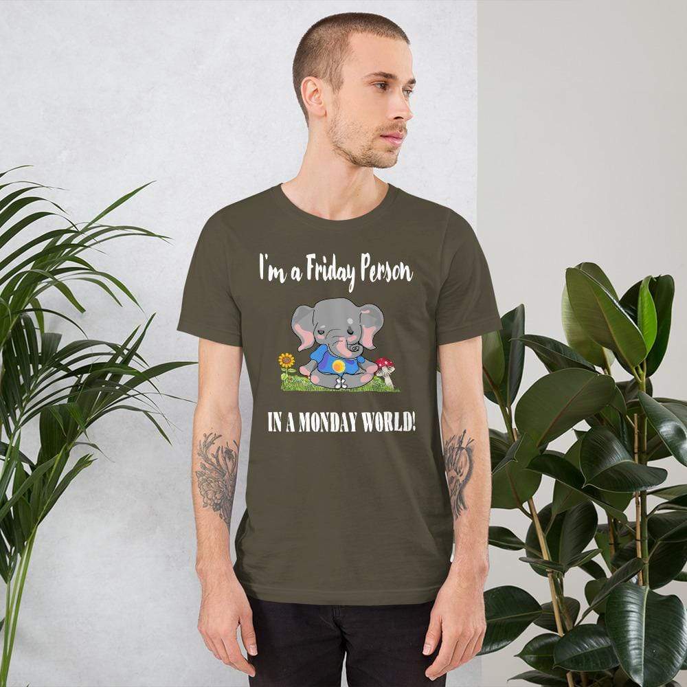 Friday Elephant in a Monday World Tee - Short-Sleeve Unisex T-Shirt (Dark)