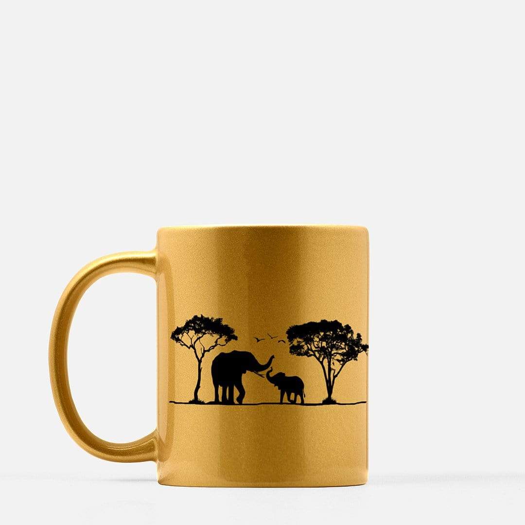 Gold Elephant Mug - African Safari Elephants