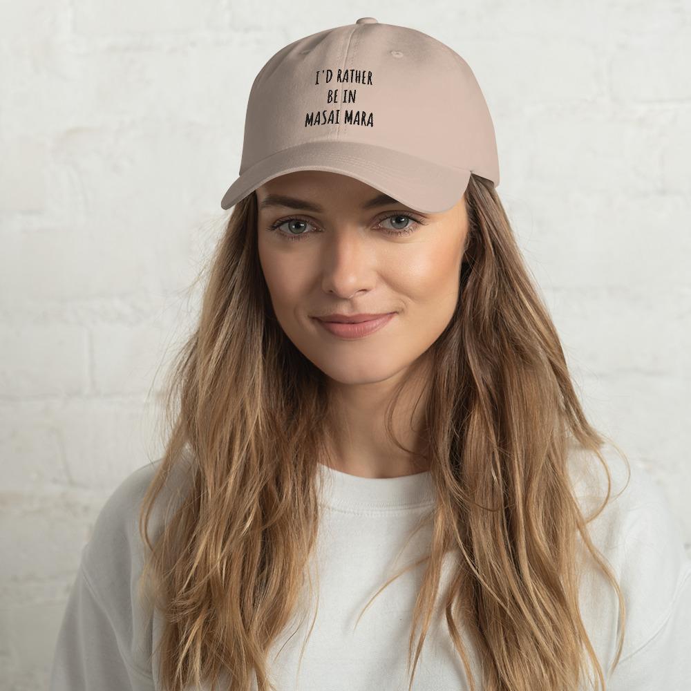 I'd Rather be in Masai Mara Dad hat Baseball Cap Stone