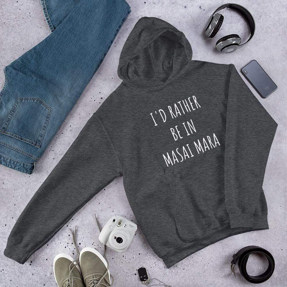 I'd Rather be in Masai Mara Unisex Hoodie Unisex Hooide Dark Heather / S