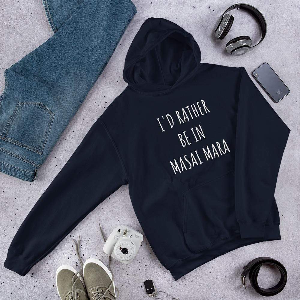 I'd Rather be in Masai Mara Unisex Hoodie Unisex Hooide Navy / S