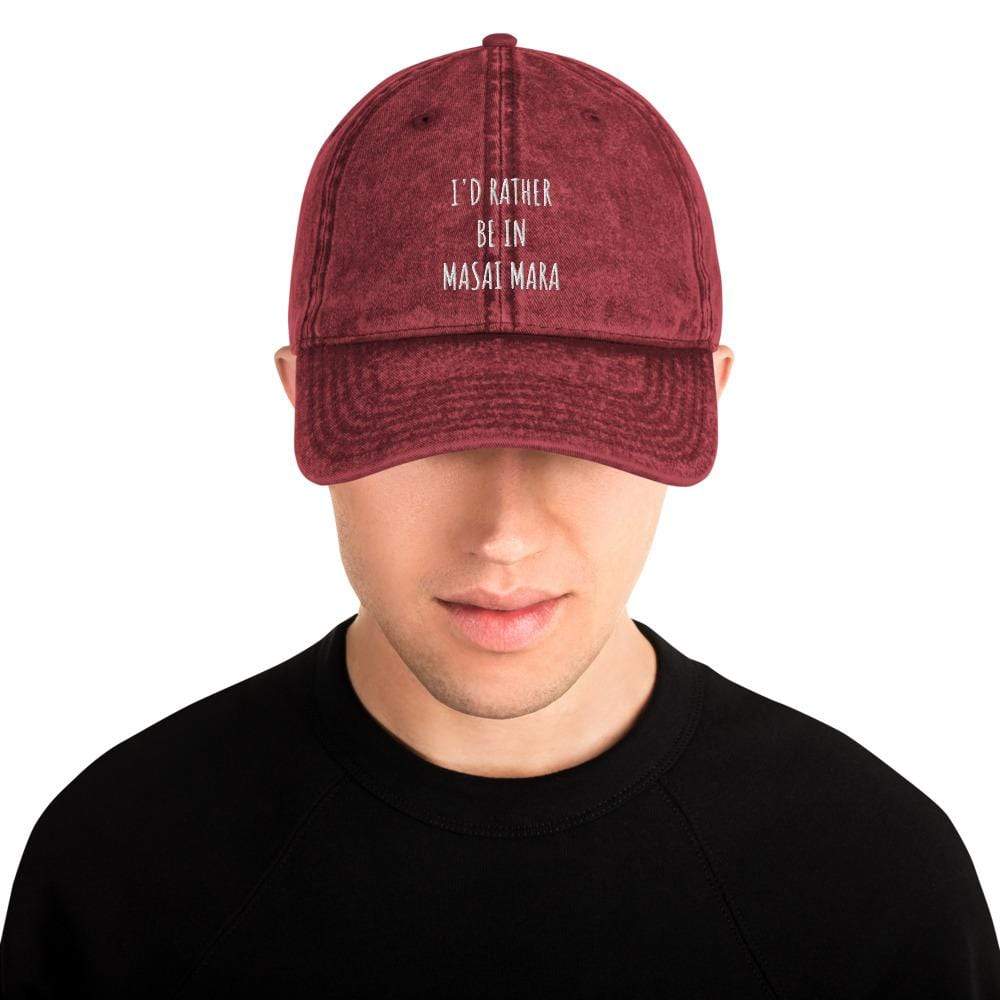 I'd Rather be in Masai Mara Vintage Cotton Twill Cap