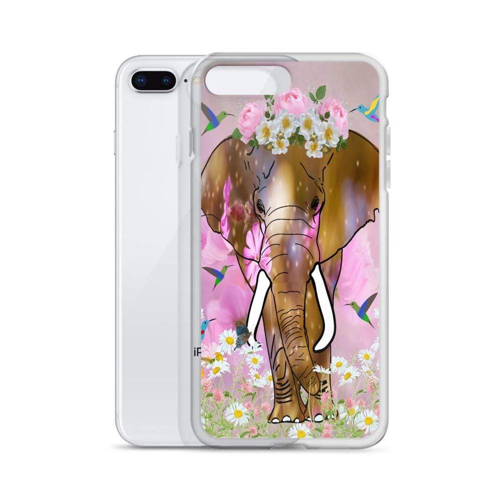 iPhone Case with African Elephant Illustration - Field of Dreams Elephant with Flower Crown