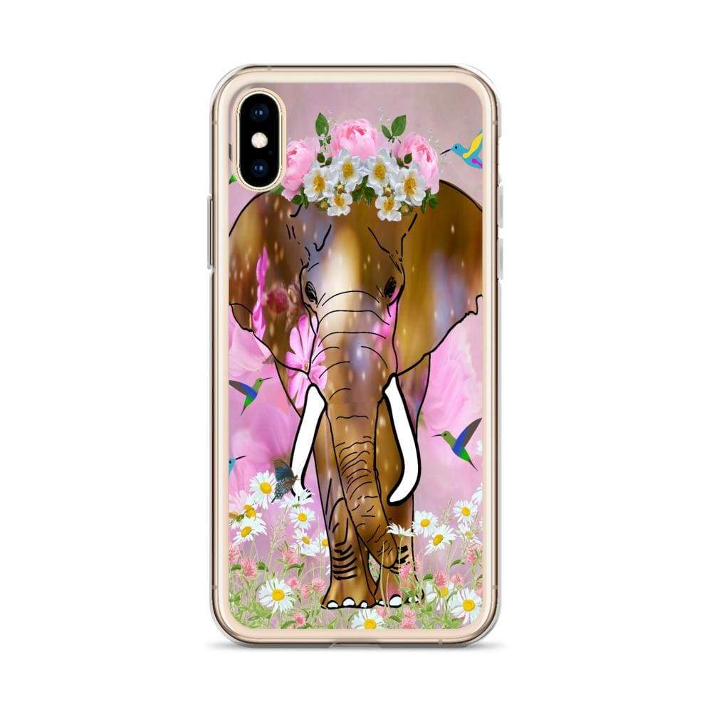 iPhone Case with African Elephant Illustration - Field of Dreams Elephant with Flower Crown