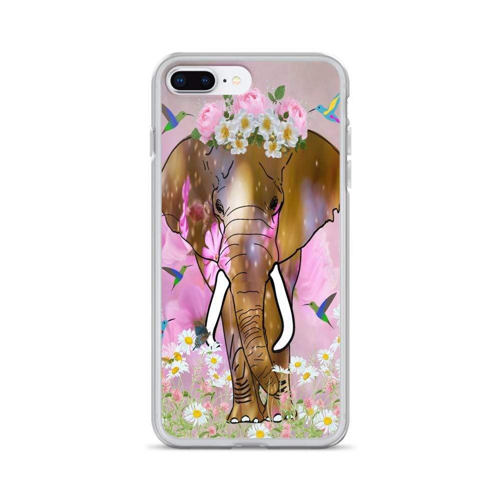 iPhone Case with African Elephant Illustration - Field of Dreams Elephant with Flower Crown