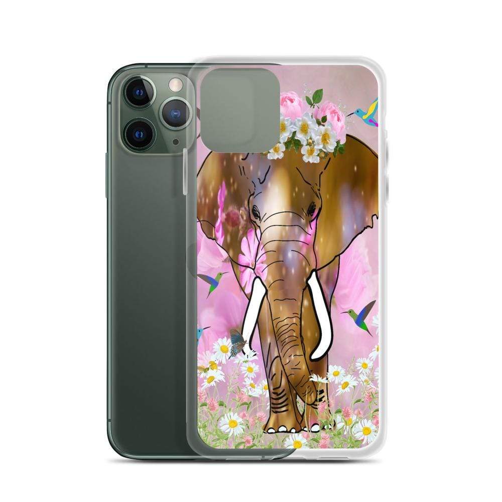 iPhone Case with African Elephant Illustration - Field of Dreams Elephant with Flower Crown