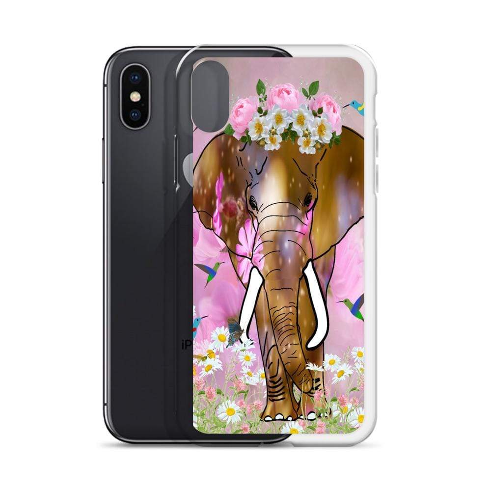 iPhone Case with African Elephant Illustration - Field of Dreams Elephant with Flower Crown