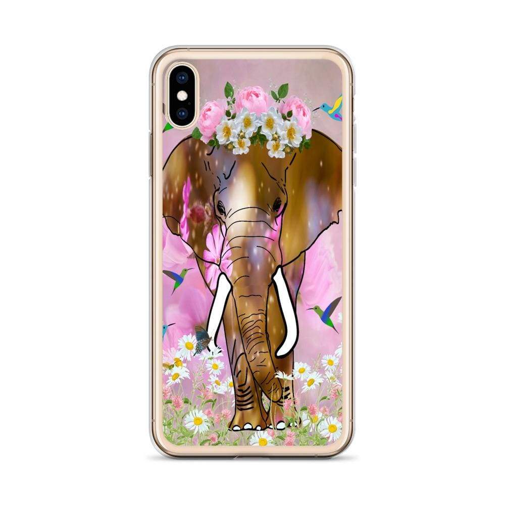 iPhone Case with African Elephant Illustration - Field of Dreams Elephant with Flower Crown