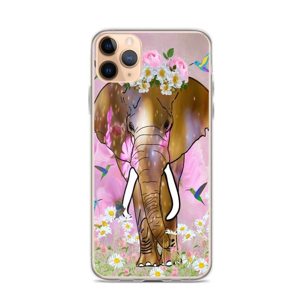 iPhone Case with African Elephant Illustration - Field of Dreams Elephant with Flower Crown