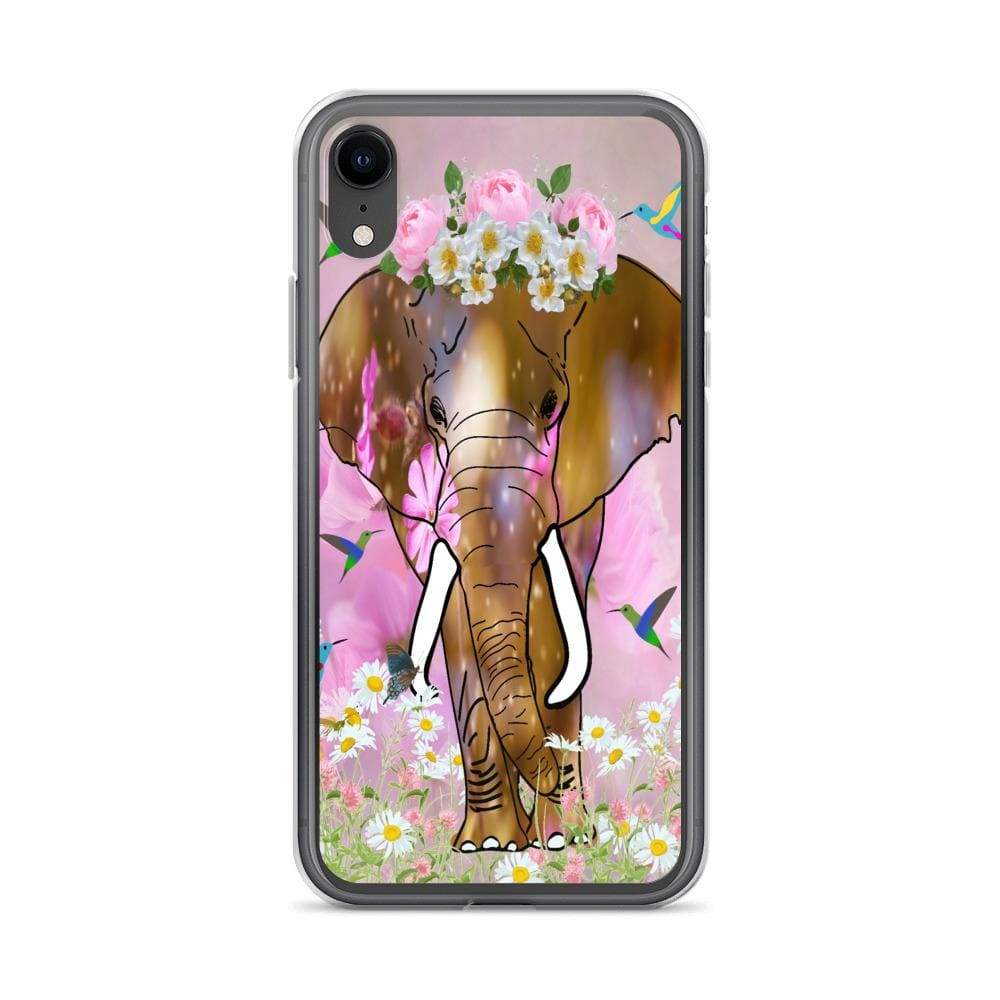 iPhone Case with African Elephant Illustration - Field of Dreams Elephant with Flower Crown