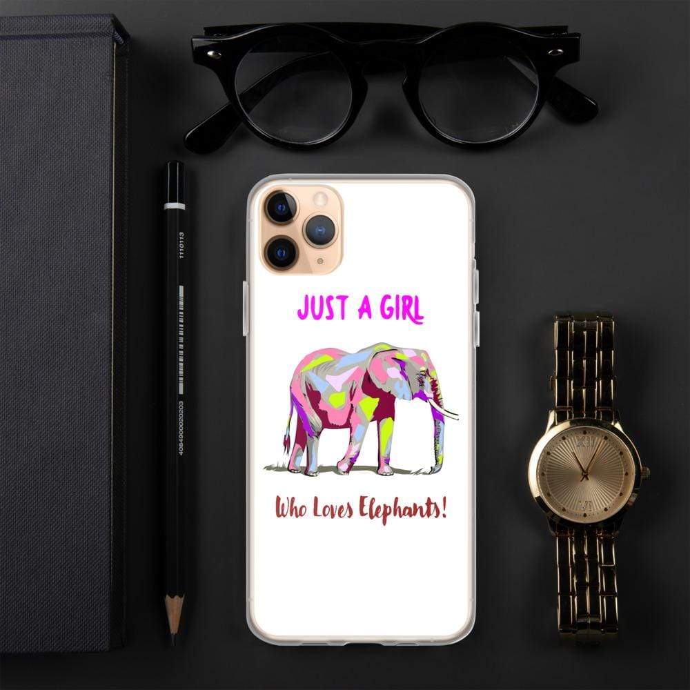 iPhone Elephant Case - Just a Girl who Loves Elephants with Writing, Multicolored Elephant iPhone Case