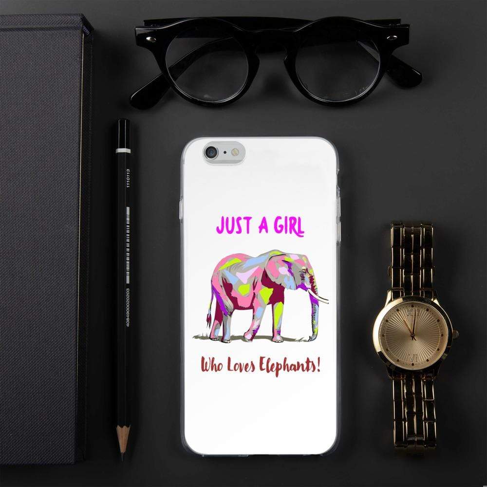 iPhone Elephant Case - Just a Girl who Loves Elephants with Writing, Multicolored Elephant iPhone Case