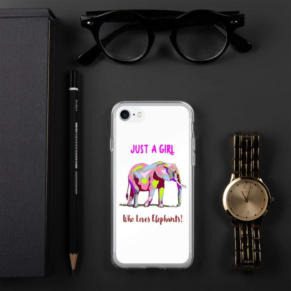 iPhone Elephant Case - Just a Girl who Loves Elephants with Writing, Multicolored Elephant iPhone Case