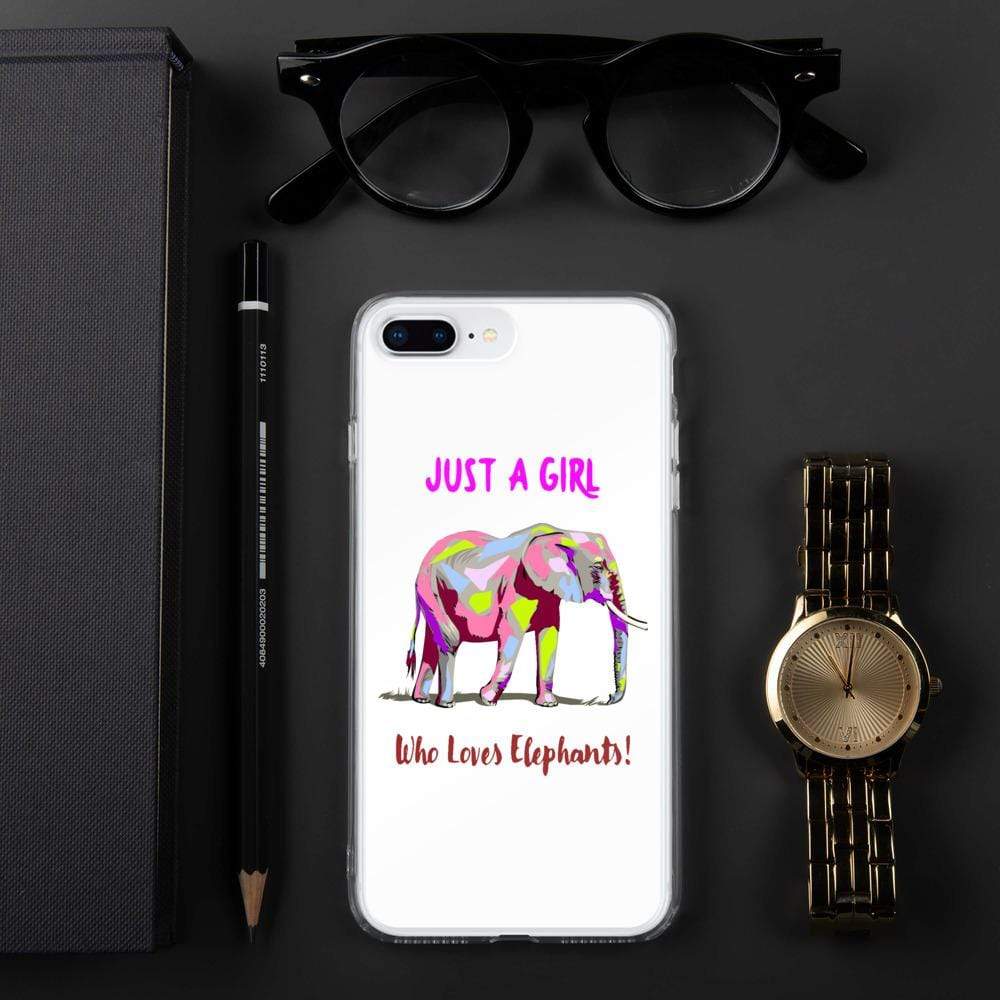 iPhone Elephant Case - Just a Girl who Loves Elephants with Writing, Multicolored Elephant iPhone Case