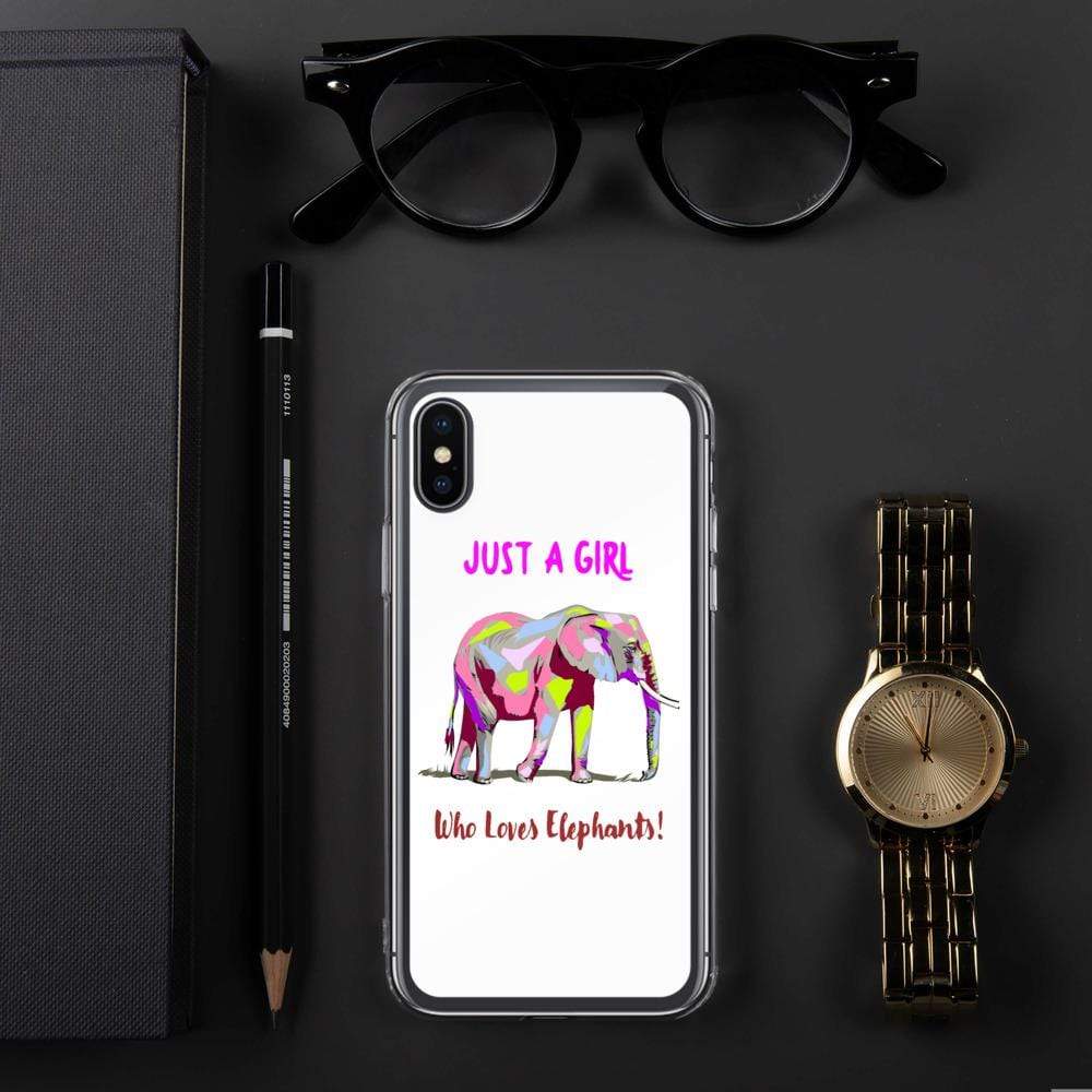 iPhone Elephant Case - Just a Girl who Loves Elephants with Writing, Multicolored Elephant iPhone Case