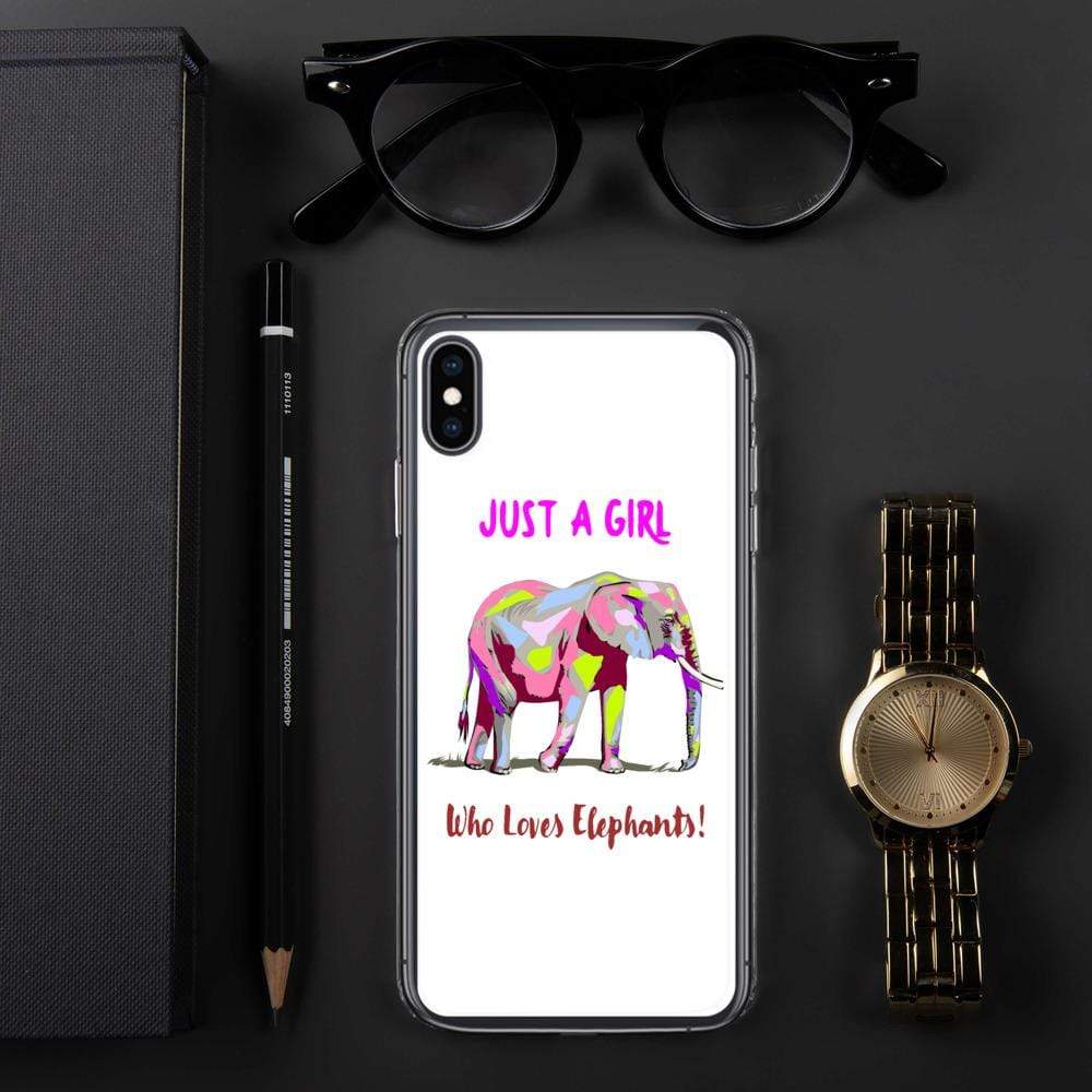 iPhone Elephant Case - Just a Girl who Loves Elephants with Writing, Multicolored Elephant iPhone Case