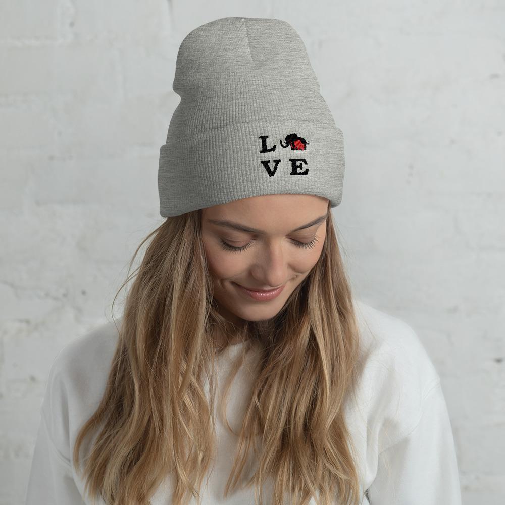 LOVE Cuffed Beanie - Elephant Footprints