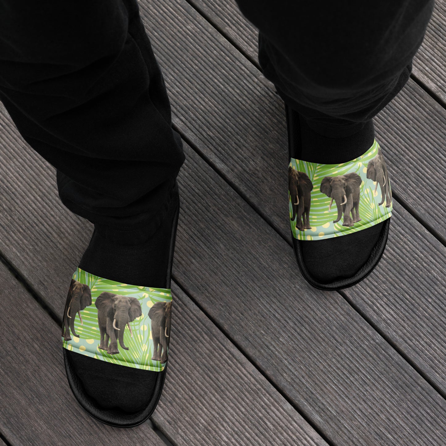 Men’s Slides with Jumbo Elephants in the Forest