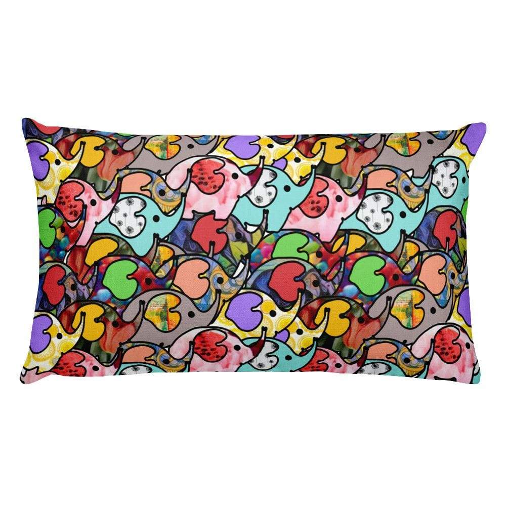 Premium Throw Pillow - Elephant Gathering 20×12