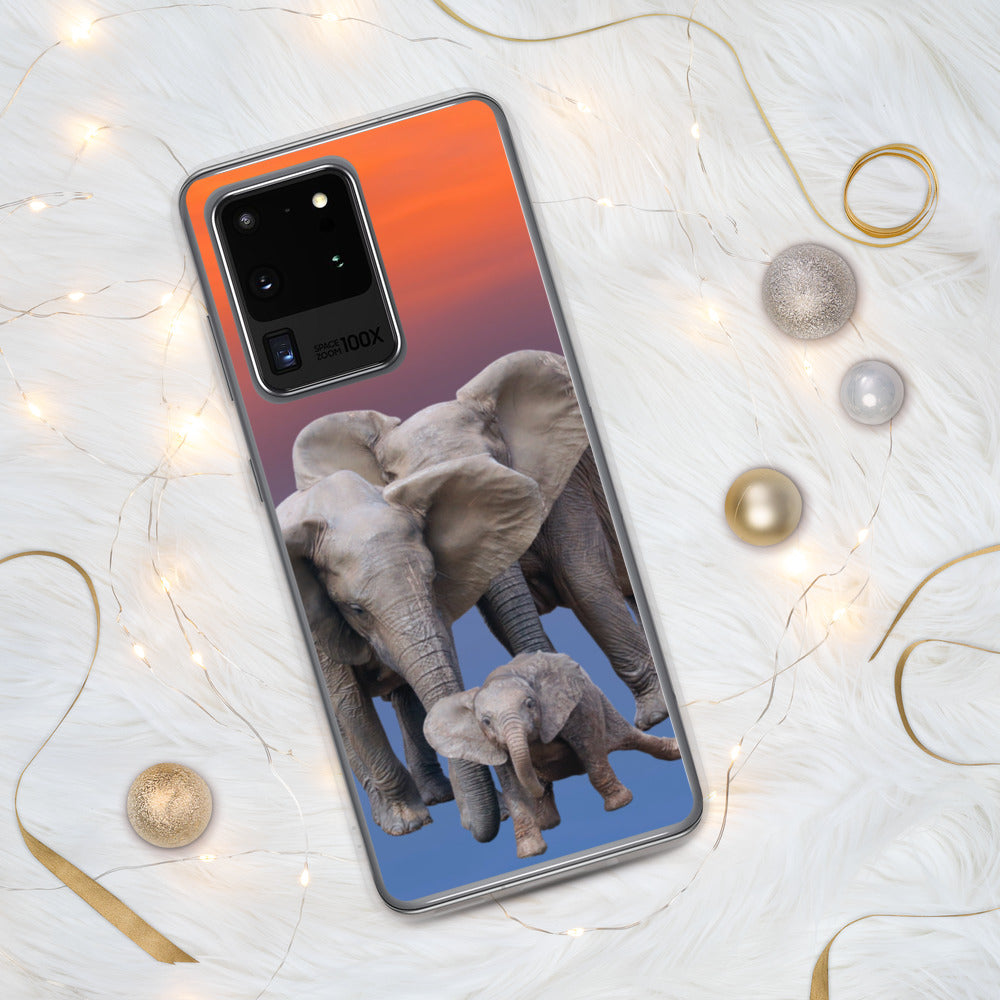 Samsung Phone Case with Heartwarming Elephant Family and Cute Baby Elephant