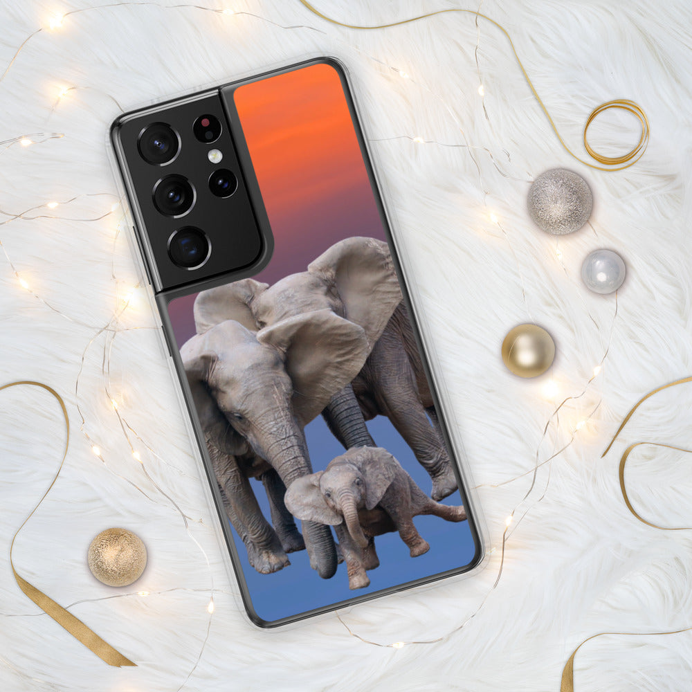Samsung Phone Case with Heartwarming Elephant Family and Cute Baby Elephant