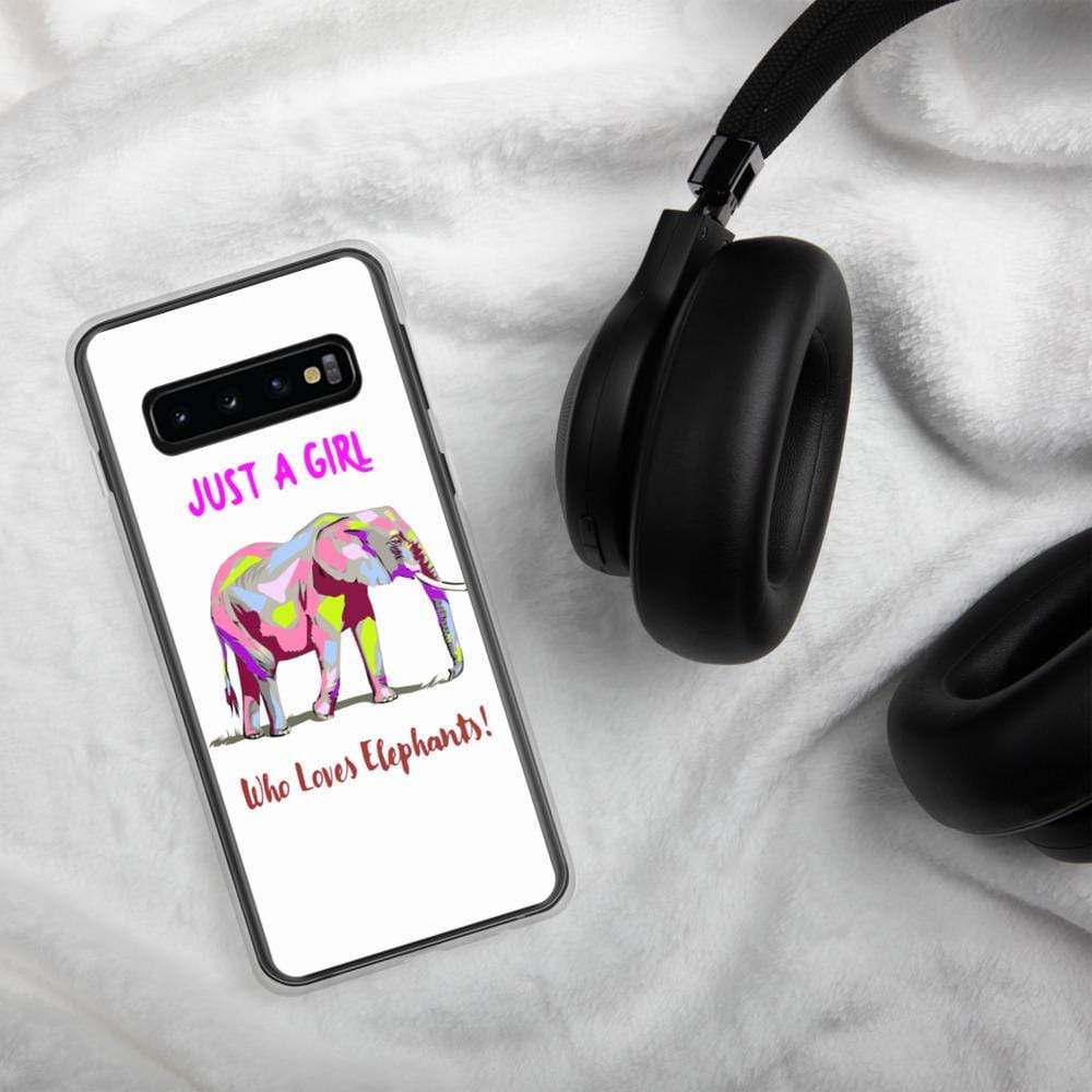 Samsung Galaxy Elephant Case - Just a Girl who Loves Elephants with Multicolored Elephant and Text