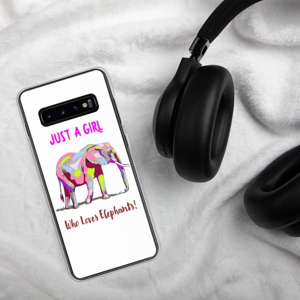 Samsung Galaxy Elephant Case - Just a Girl who Loves Elephants with Multicolored Elephant and Text