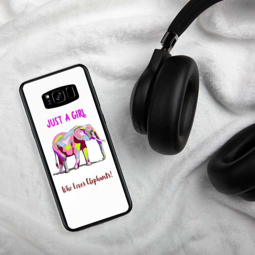 Samsung Galaxy Elephant Case - Just a Girl who Loves Elephants with Multicolored Elephant and Text