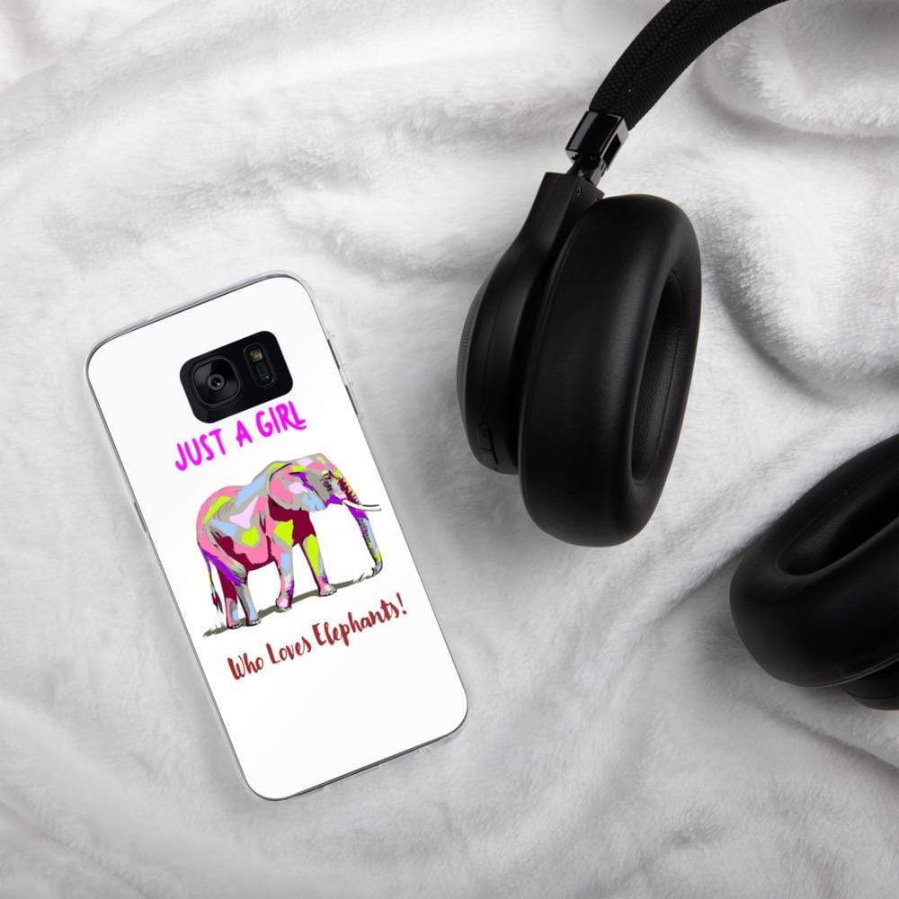 Samsung Galaxy Elephant Case - Just a Girl who Loves Elephants with Multicolored Elephant and Text