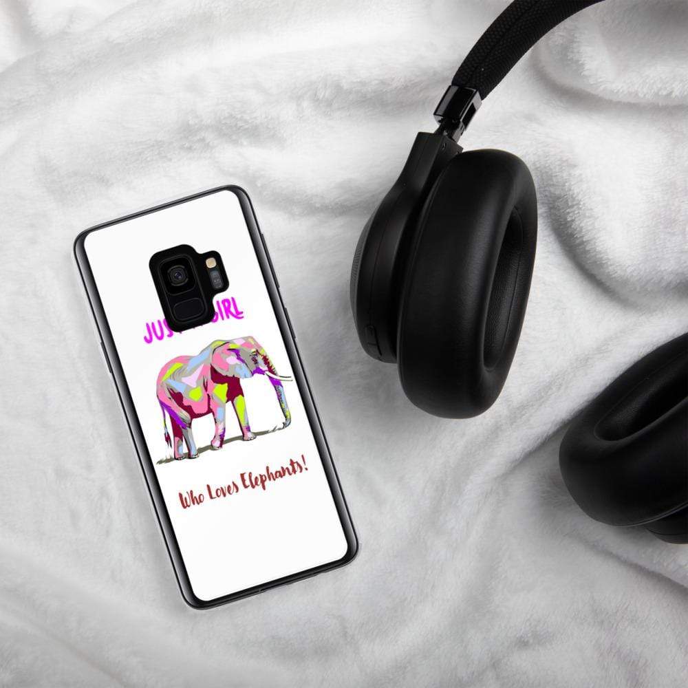 Samsung Galaxy Elephant Case - Just a Girl who Loves Elephants with Multicolored Elephant and Text