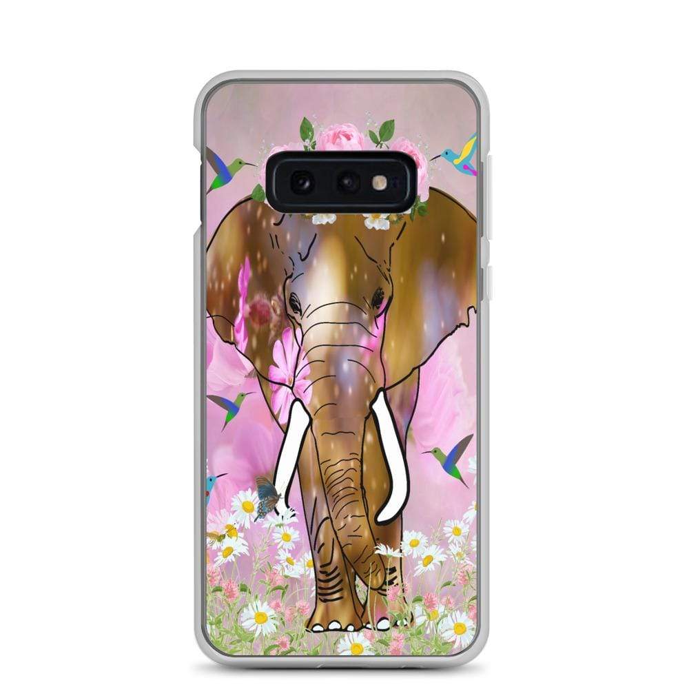 Samsung Phone Case with Illustrated Elephant and Flowers - Field of Dreams Elephant with Crown
