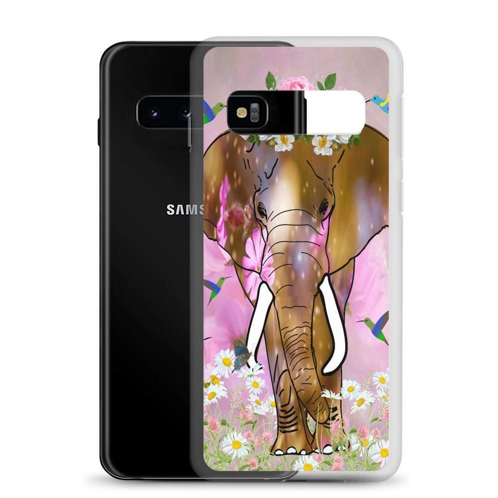 Samsung Phone Case with Illustrated Elephant and Flowers - Field of Dreams Elephant with Crown
