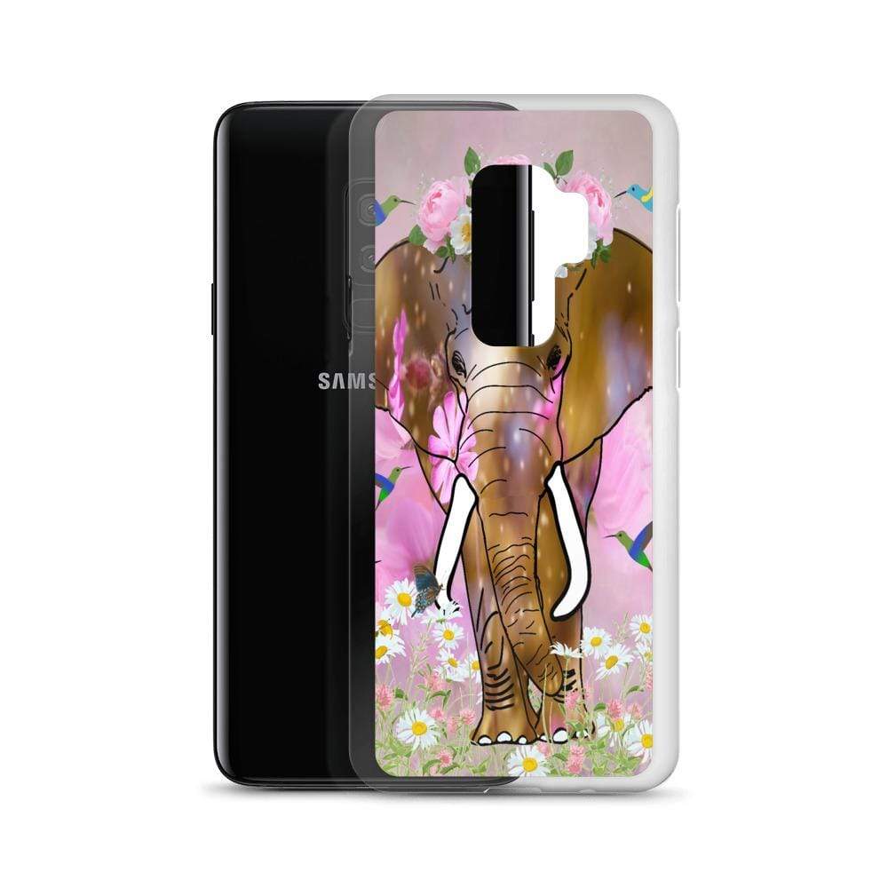 Samsung Phone Case with Illustrated Elephant and Flowers - Field of Dreams Elephant with Crown