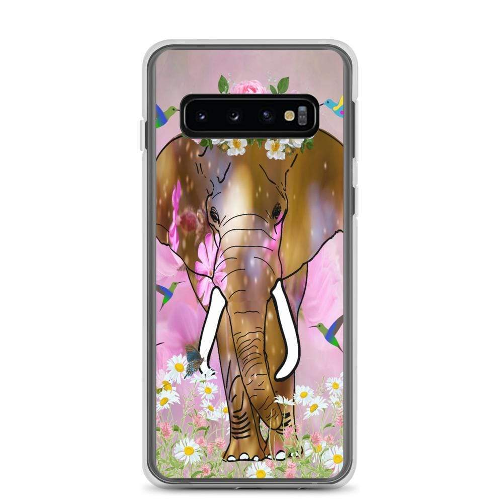 Samsung Phone Case with Illustrated Elephant and Flowers - Field of Dreams Elephant with Crown