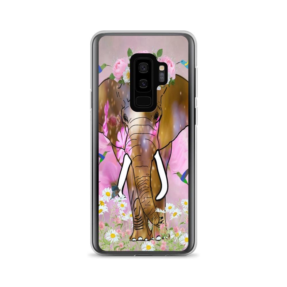 Samsung Phone Case with Illustrated Elephant and Flowers - Field of Dreams Elephant with Crown
