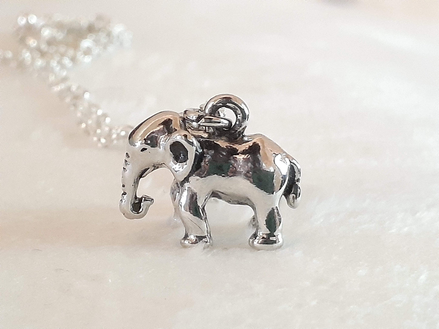 Silver Elephant Necklace - Beautiful Petite Elephant Necklace (14 in)