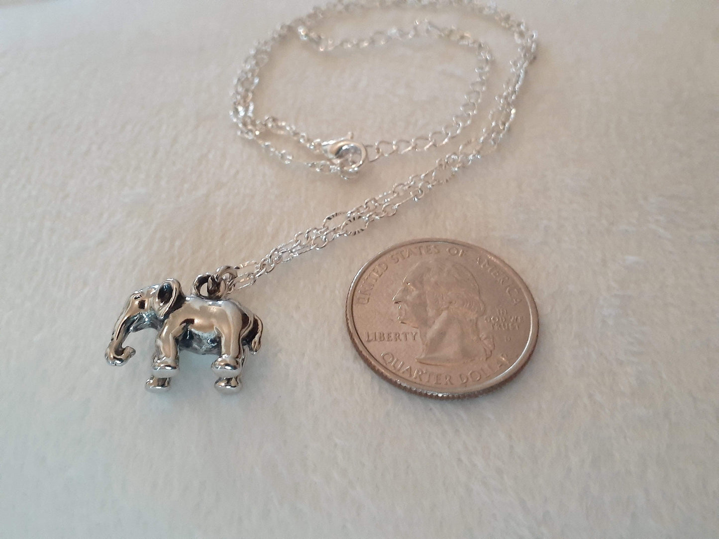 Silver Elephant Necklace - Beautiful Petite Elephant Necklace (14 in)