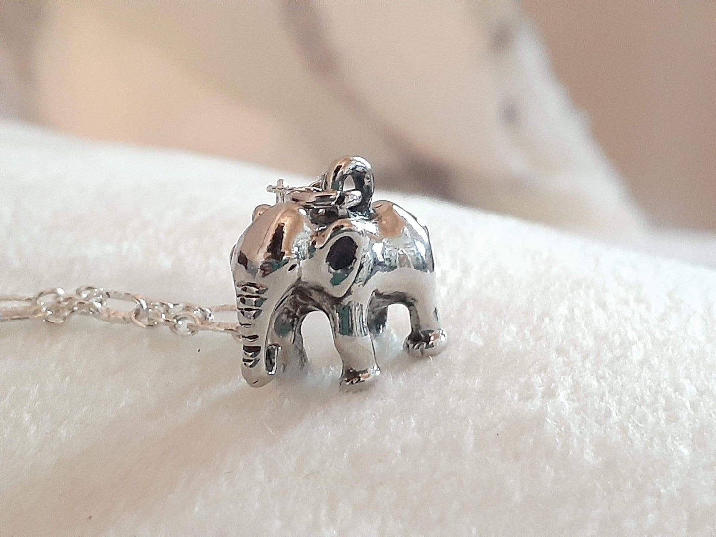 Silver Elephant Necklace - Beautiful Petite Elephant Necklace (14 in)
