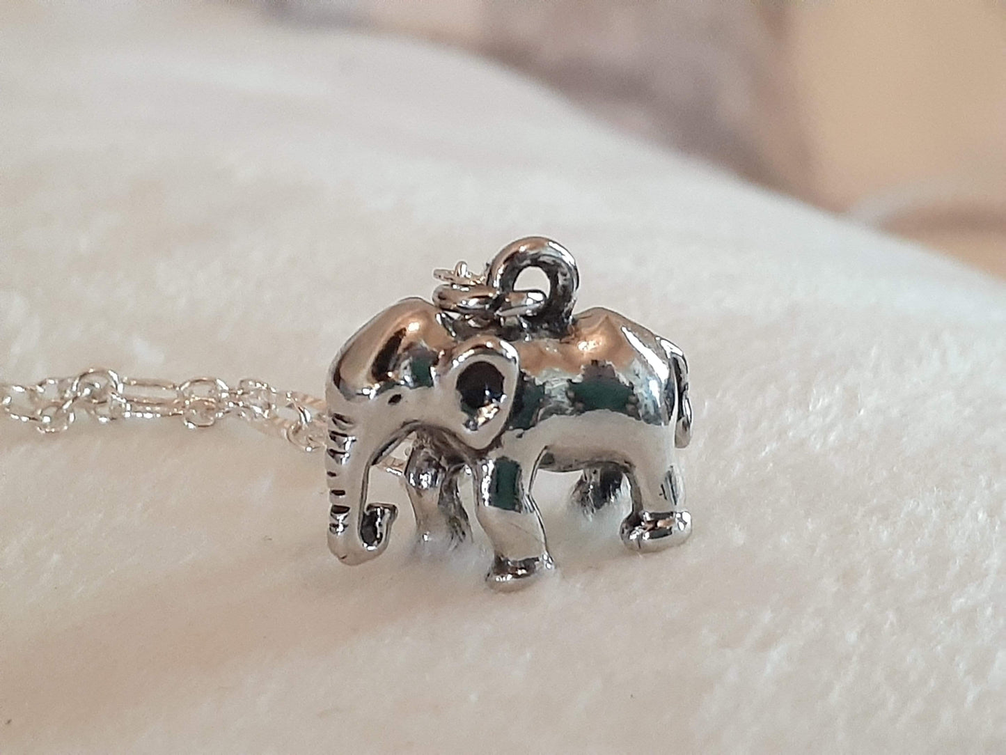 Silver Elephant Necklace - Beautiful Petite Elephant Necklace (14 in)