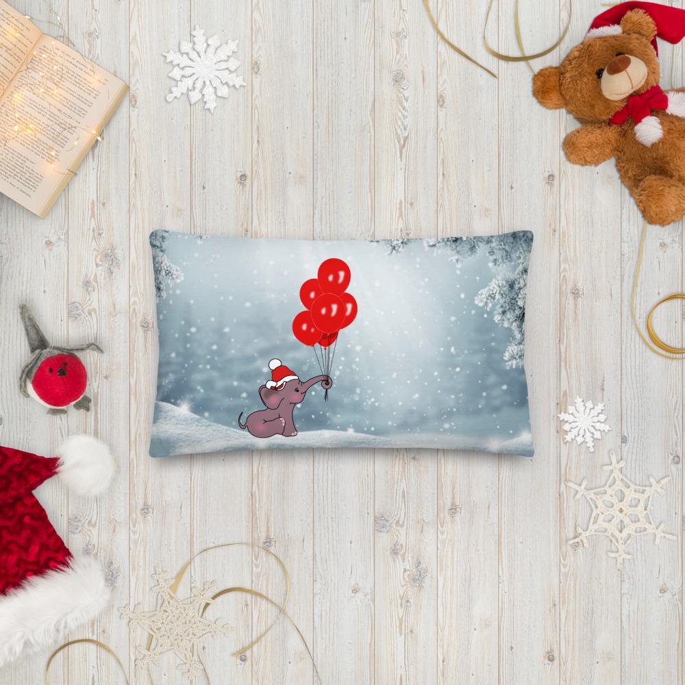 Snowy Christmas Elephant Pillow