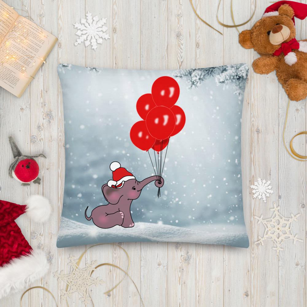 Snowy Christmas Elephant Pillow